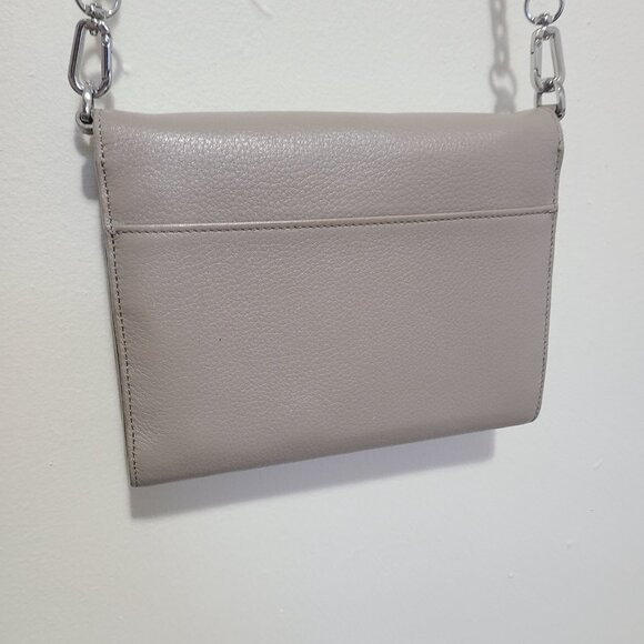 Tory Burch Flap Crossbody Gray Leather Chain Link Strap - Picture 3 of 11